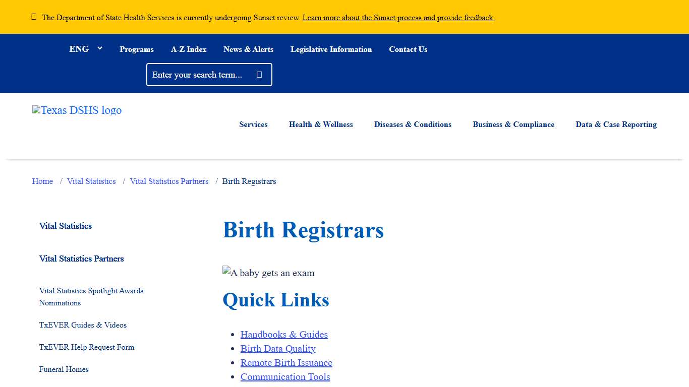 Birth Registrars | Texas DSHS